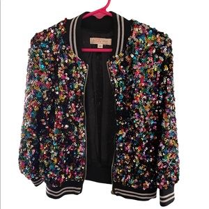 Truly me Girls sequin bomber jacket 4T multi color